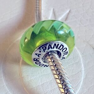 Pandora Green Zig Zag Murano Glass Charm